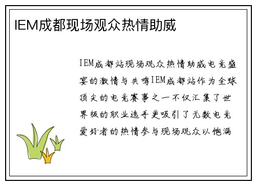 IEM成都现场观众热情助威